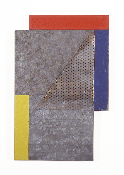 Blue and Gray Metal with Yellow and Red